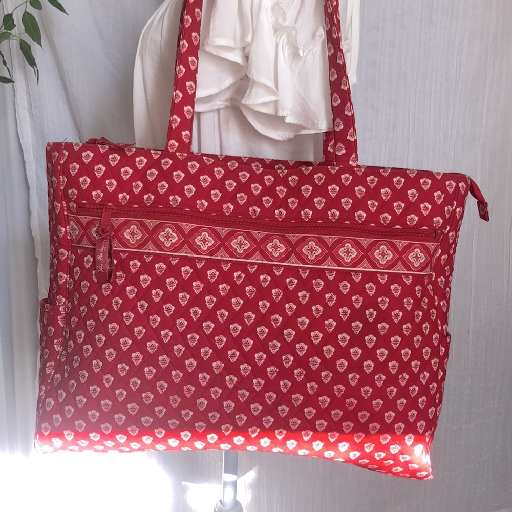 VERA BRADLEY Nantucket Red XL tote travel bag computer business college bag